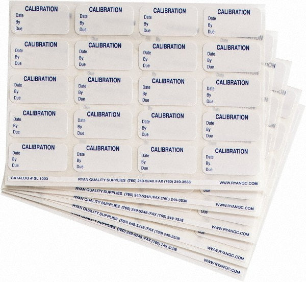 Ryan Quality Control Products SL1003 Inspection & Quality Label "Calibrate", Rectangle, 0.625" Wide