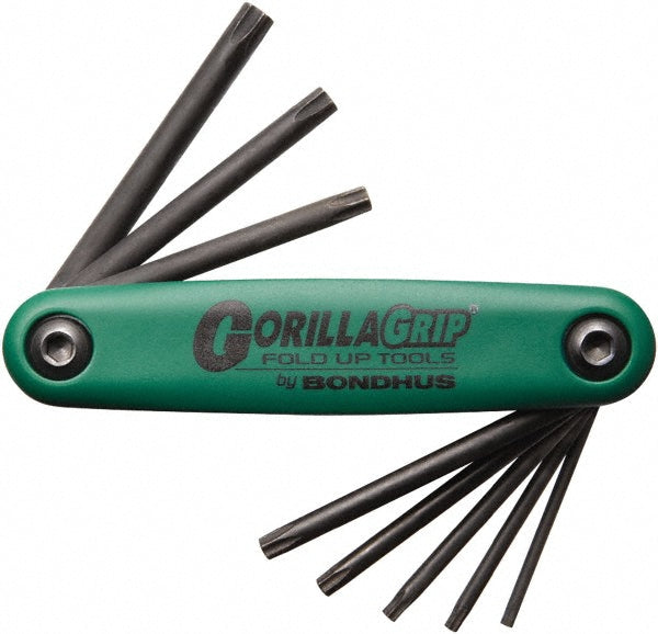 Bondhus 12638 Torx Key Set 8 Pc, Fold-Up Handle, TR9 to T40
