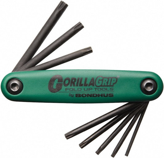 Bondhus 12638 Torx Key Set 8 Pc, Fold-Up Handle, TR9 to T40