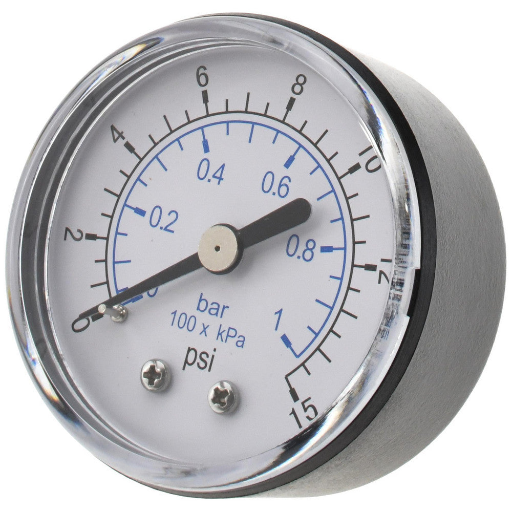 Value Collection 111CB20015 Pressure Gauge 2" Dial, 15 psi, 1/4" Thread, NPT, Center Back Mount