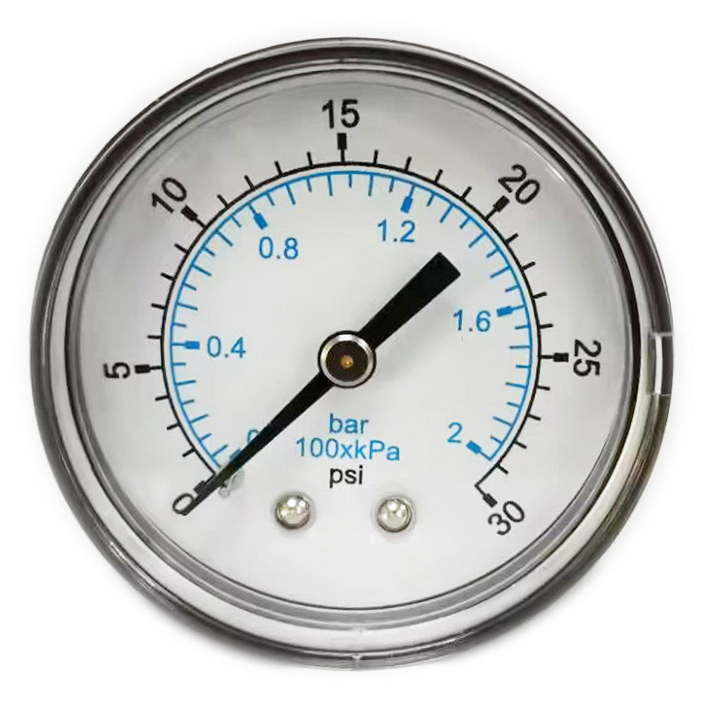 Value Collection 111CB20030 Pressure Gauge 2" Dial, 30 psi, 1/4" Thread, NPT, Center Back Mount