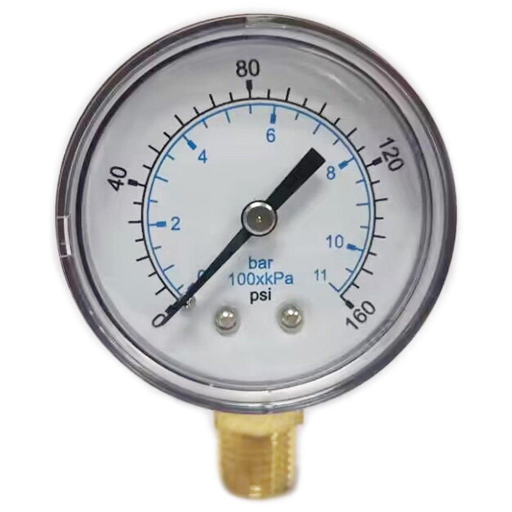 Value Collection 111CL20160 Pressure Gauge 2" Dial, 160 psi, 1/4" Thread, NPT, Lower Mount
