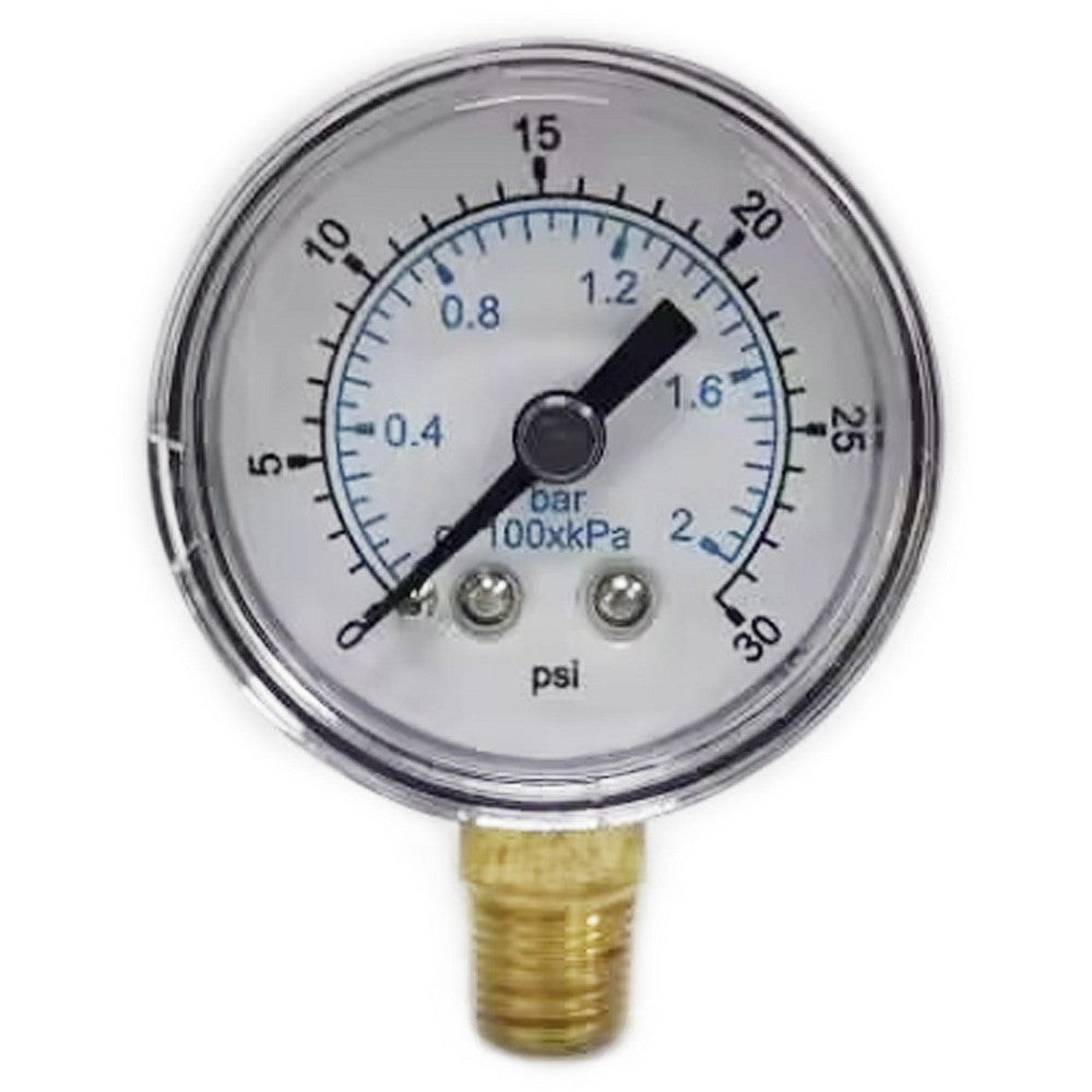 Value Collection 111CL20030 Pressure Gauge 2" Dial, 30 psi, 1/4" Thread, NPT, Lower Mount