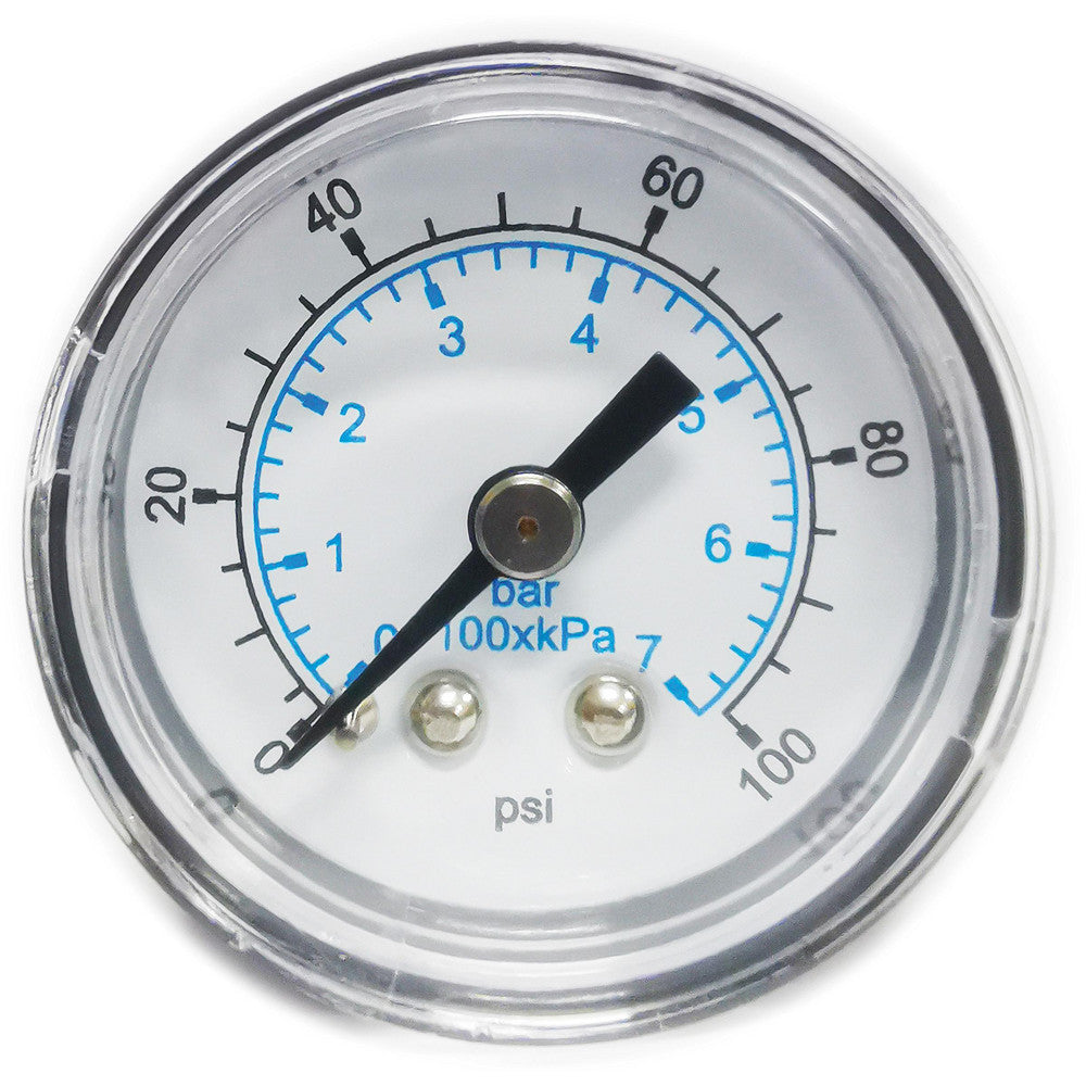 Value Collection 111CB15100 Pressure Gauge 1-1/2" Dial, 100 psi, 1/8" Thread, NPT, Center Back Mount
