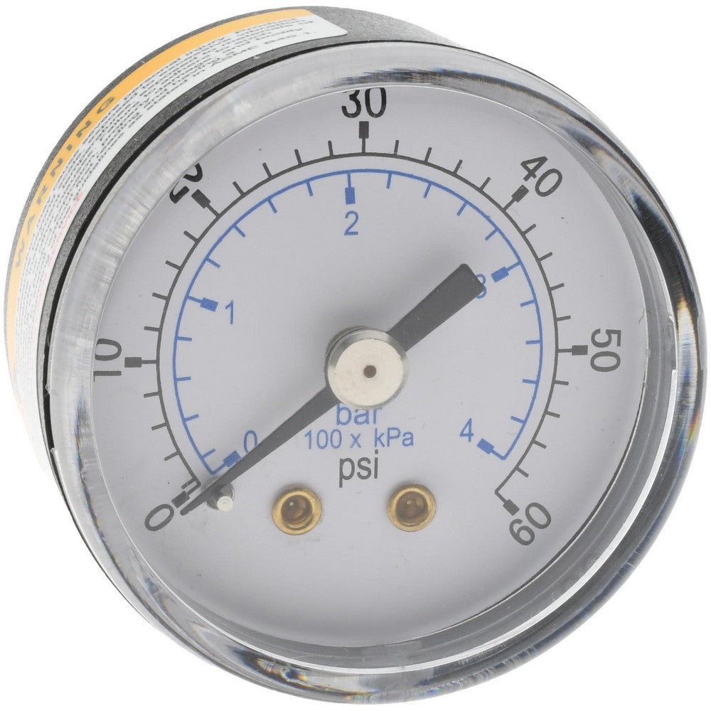 Value Collection 111CB15060 Pressure Gauge 1-1/2" Dial, 60 psi, 1/8" Thread, NPT, Center Back Mount