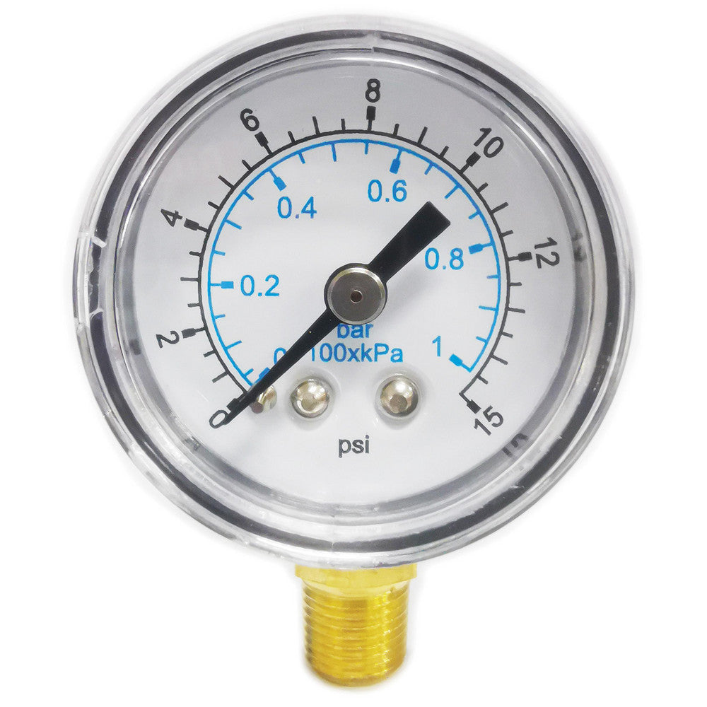 Value Collection 111CL15015 Pressure Gauge 1-1/2" Dial, 15 psi, 1/8" Thread, NPT, Lower Mount