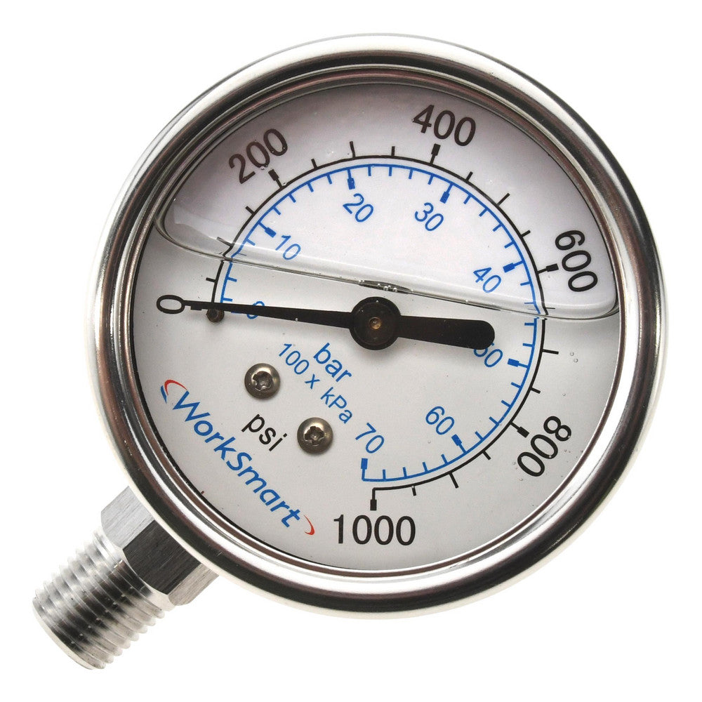 Value Collection 116AL25K01 Pressure Gauge 2-1/2" Dial, 1,000 psi, 1/4" Thread, NPT, Lower Mount