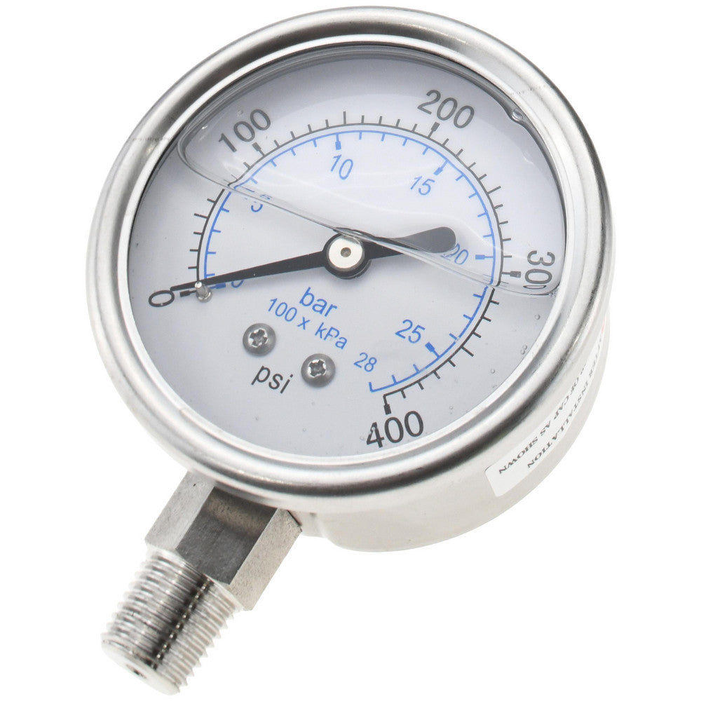 Value Collection 116AL25400 Pressure Gauge 2-1/2" Dial, 400 psi, 1/4" Thread, NPT, Lower Mount