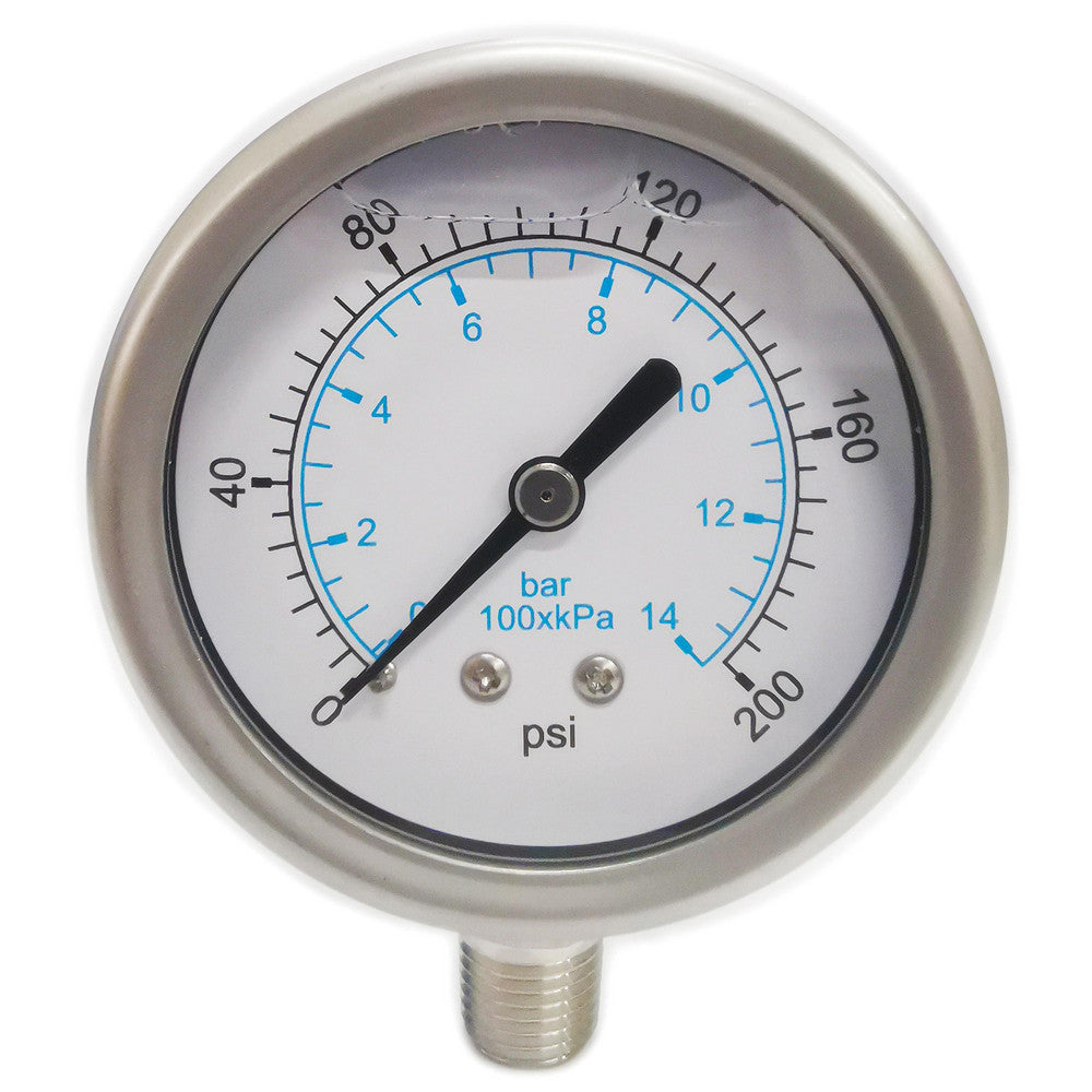 Value Collection 116AL25200 Pressure Gauge 2-1/2" Dial, 200 psi, 1/4" Thread, NPT, Lower Mount