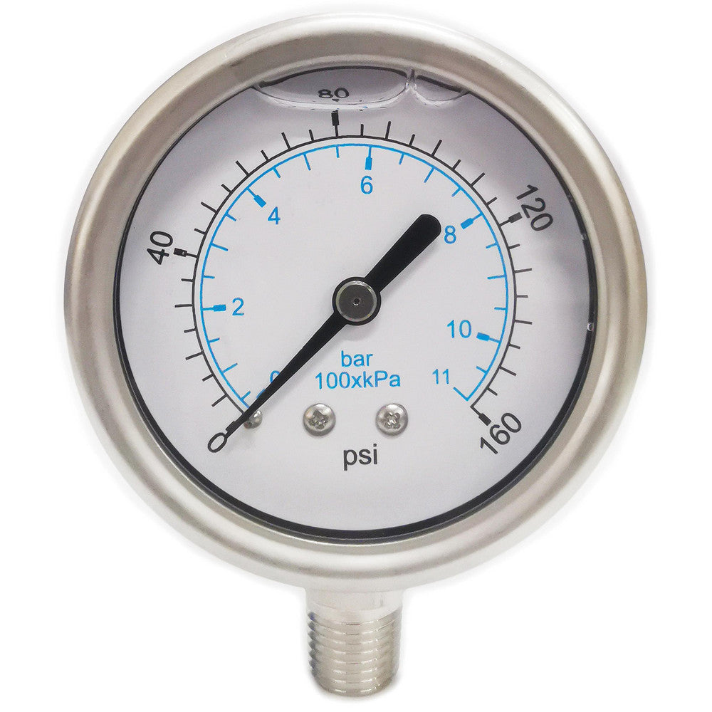 Value Collection 116AL25160 Pressure Gauge 2-1/2" Dial, 160 psi, 1/4" Thread, NPT, Lower Mount