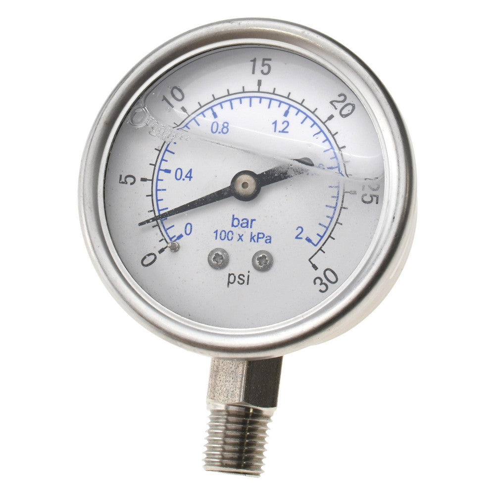 Value Collection 116AL25030 Pressure Gauge 2-1/2" Dial, 30 psi, 1/4" Thread, NPT, Lower Mount