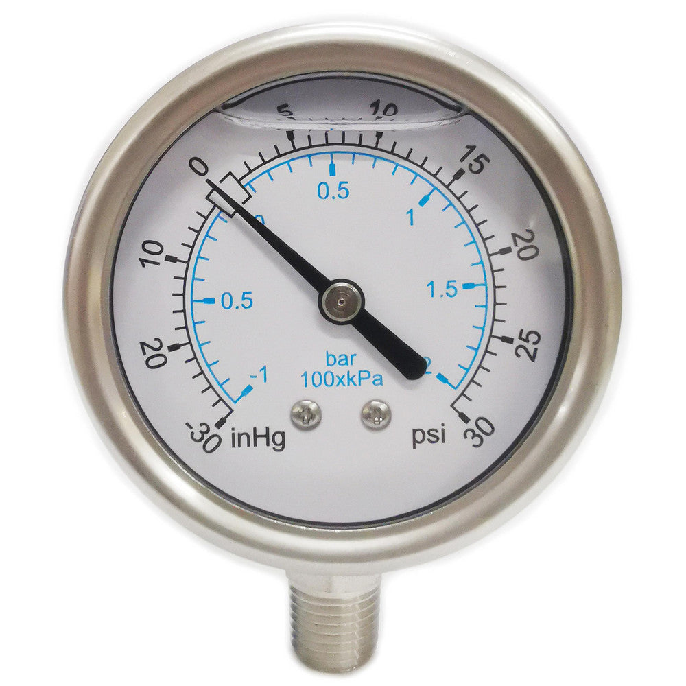 Value Collection 116AL25V30 Pressure Gauge 2-1/2" Dial, 30 psi, 1/4" Thread, NPT, Lower Mount