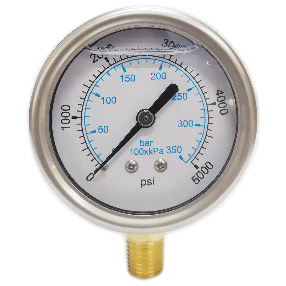 Value Collection 115AL25K05 Pressure Gauge 2-1/2" Dial, 5,000 psi, 1/4" Thread, NPT, Lower Mount