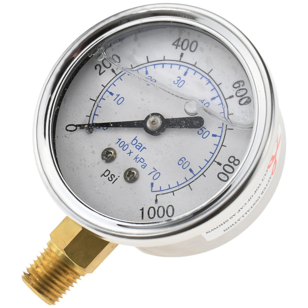 Value Collection 115AL25K01 Pressure Gauge 2-1/2" Dial, 1,000 psi, 1/4" Thread, NPT, Lower Mount