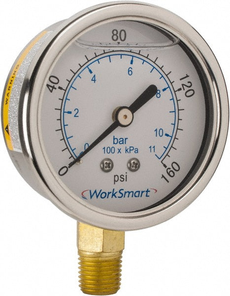 Value Collection 115AL25160 Pressure Gauge 2-1/2" Dial, 160 psi, 1/4" Thread, NPT, Lower Mount