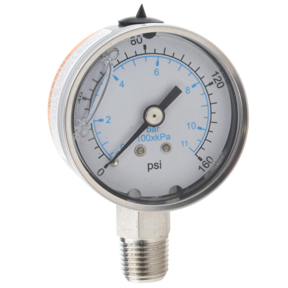 Value Collection 116AL20160 Pressure Gauge 2" Dial, 160 psi, 1/4" Thread, NPT, Lower Mount