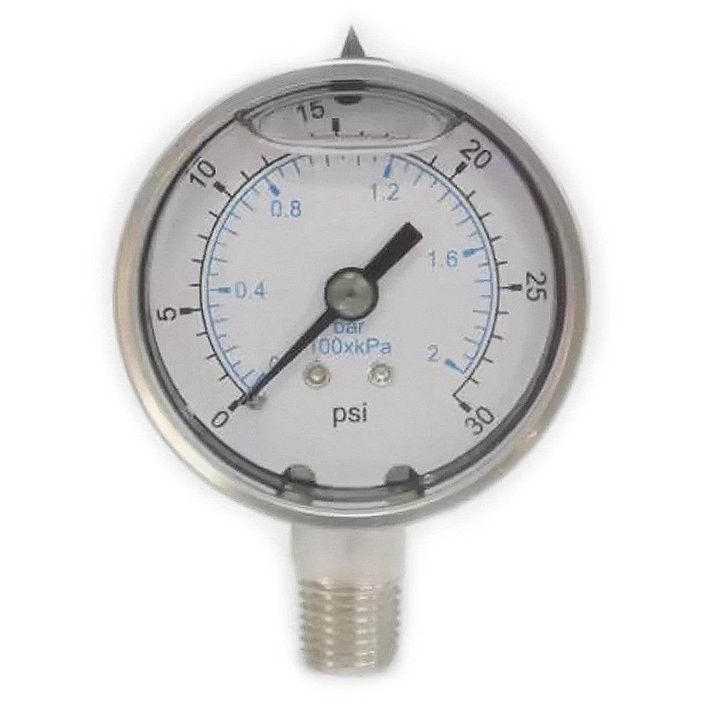 Value Collection 116AB20030 Pressure Gauge 2" Dial, 30 psi, 1/4" Thread, NPT, Lower Mount