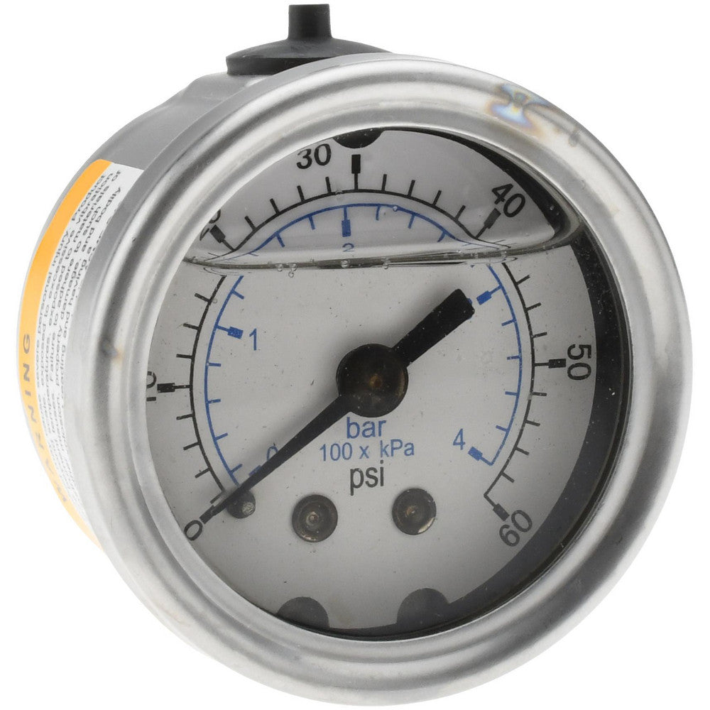 Value Collection 116AB15060 Pressure Gauge 1-1/2" Dial, 60 psi, 1/8" Thread, NPT, Center Back Mount