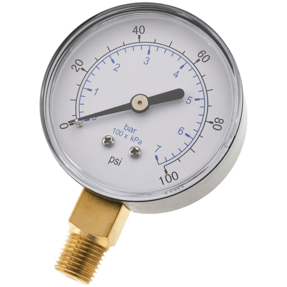 Value Collection 111CL25100 Pressure Gauge 2-1/2" Dial, 100 psi, 1/4" Thread, NPT, Lower Mount