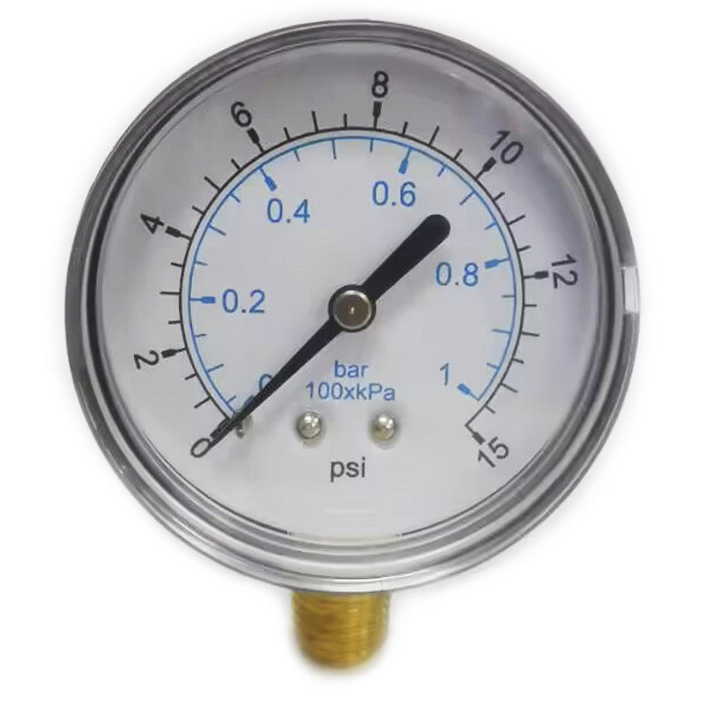 Value Collection 111CL25015 Pressure Gauge 2-1/2" Dial, 15 psi, 1/4" Thread, NPT, Lower Mount