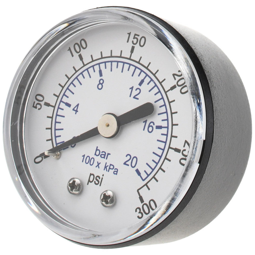 Value Collection 111CB20300 Pressure Gauge 2" Dial, 300 psi, 1/4" Thread, NPT, Center Back Mount
