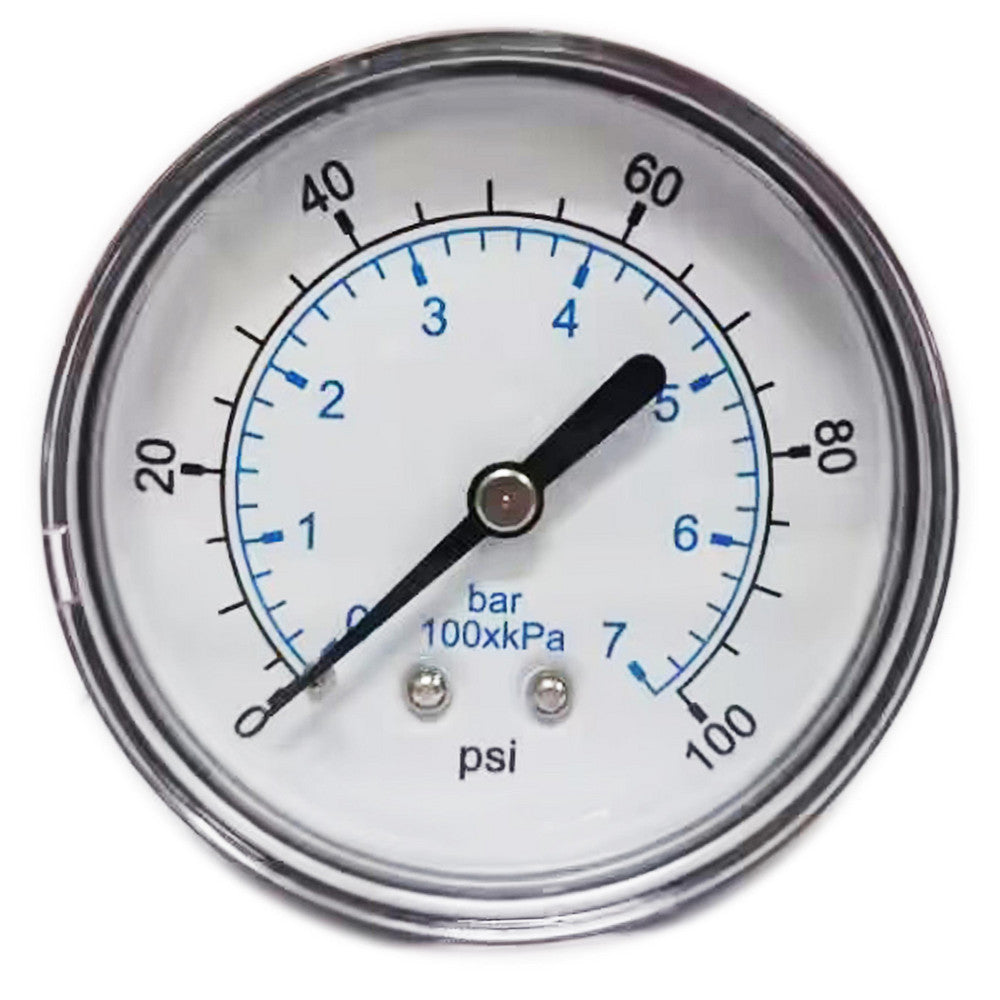 Value Collection 111CB25100 Pressure Gauge 2-1/2" Dial, 100 psi, 1/4" Thread, NPT, Center Back Mount