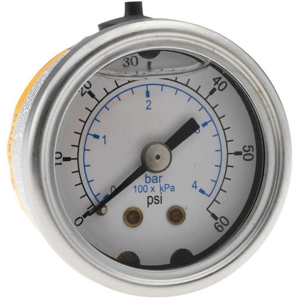 Value Collection 115AB15060 Pressure Gauge 1-1/2" Dial, 60 psi, 1/8" Thread, NPT, Center Back Mount