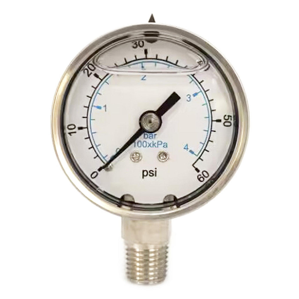 Value Collection 116AL20060 Pressure Gauge 2" Dial, 60 psi, 1/4" Thread, NPT, Lower Mount
