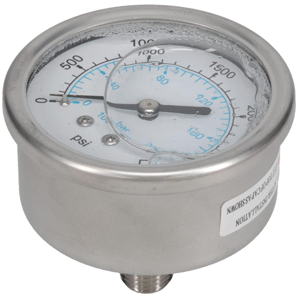 Value Collection 116AB25K03 Pressure Gauge 2-1/2" Dial, 3,000 psi, 1/4" Thread, NPT, Center Back Mount