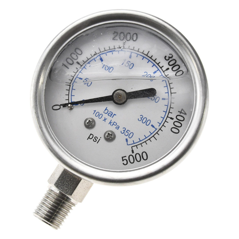 Value Collection 116AL25K05 Pressure Gauge 2-1/2" Dial, 5,000 psi, 1/4" Thread, NPT, Lower Mount