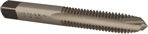 Widia 2750078 Spiral Point Tap 3/8-16 UNC, 3 Flutes, Plug Chamfer, 2B/3B Class of Fit, High-Speed Steel, Bright/Uncoated