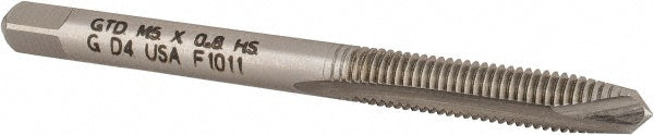 Widia 2750009 Spiral Point Tap M5x0.8 Metric, 2 Flutes, Plug Chamfer, 6H Class of Fit, High-Speed Steel, Bright/Uncoated