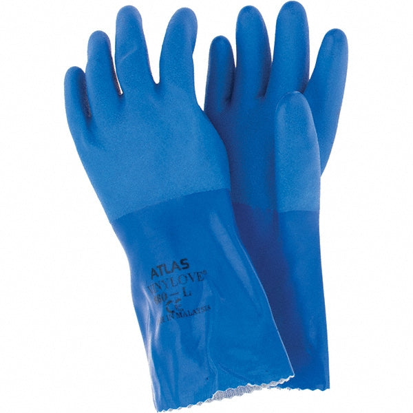 SHOWA 660L-09 Chemical Resistant Gloves Large, 16 mil Thick, Polyvinylchloride-Coated, Cotton