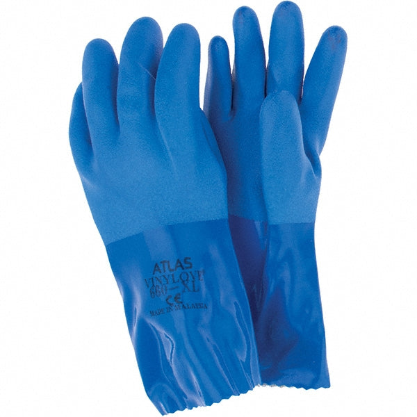 SHOWA 660XL-10 Chemical Resistant Gloves X-Large, 16 mil Thick, Polyvinylchloride-Coated, Cotton