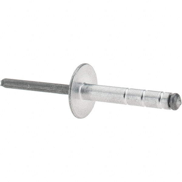 RivetKing /ABS68-612LFMG/P100 Open End Blind Rivet Large Flange Head, Aluminum Body, Steel Mandrel