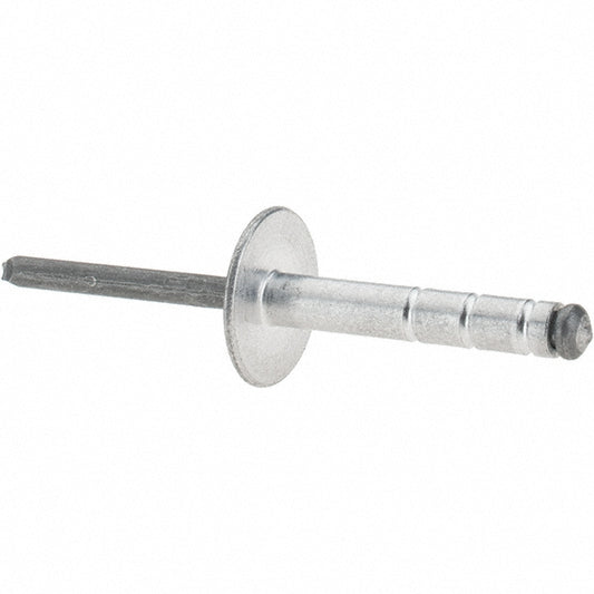 RivetKing /ABS68-612LFMG/P100 Open End Blind Rivet Large Flange Head, Aluminum Body, Steel Mandrel