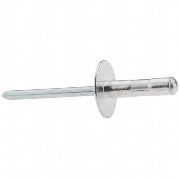 RivetKing /ABS66-68LRT/P100 Blind Rivet Large Flange Head, Aluminum Body, Steel Mandrel