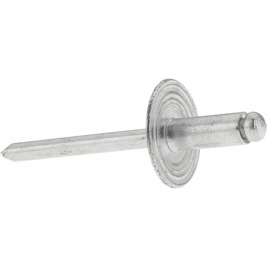 Value Collection 34110 Open End Blind Rivet Size 64, Large Flange Dome Head, Aluminum Body, Aluminum Mandrel