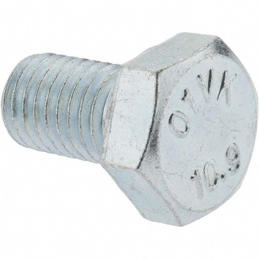 Value Collection C90415 Hex Head Cap Screw M12 x 1.75 x 20 mm, Grade 10.9 Steel, Zinc-Plated