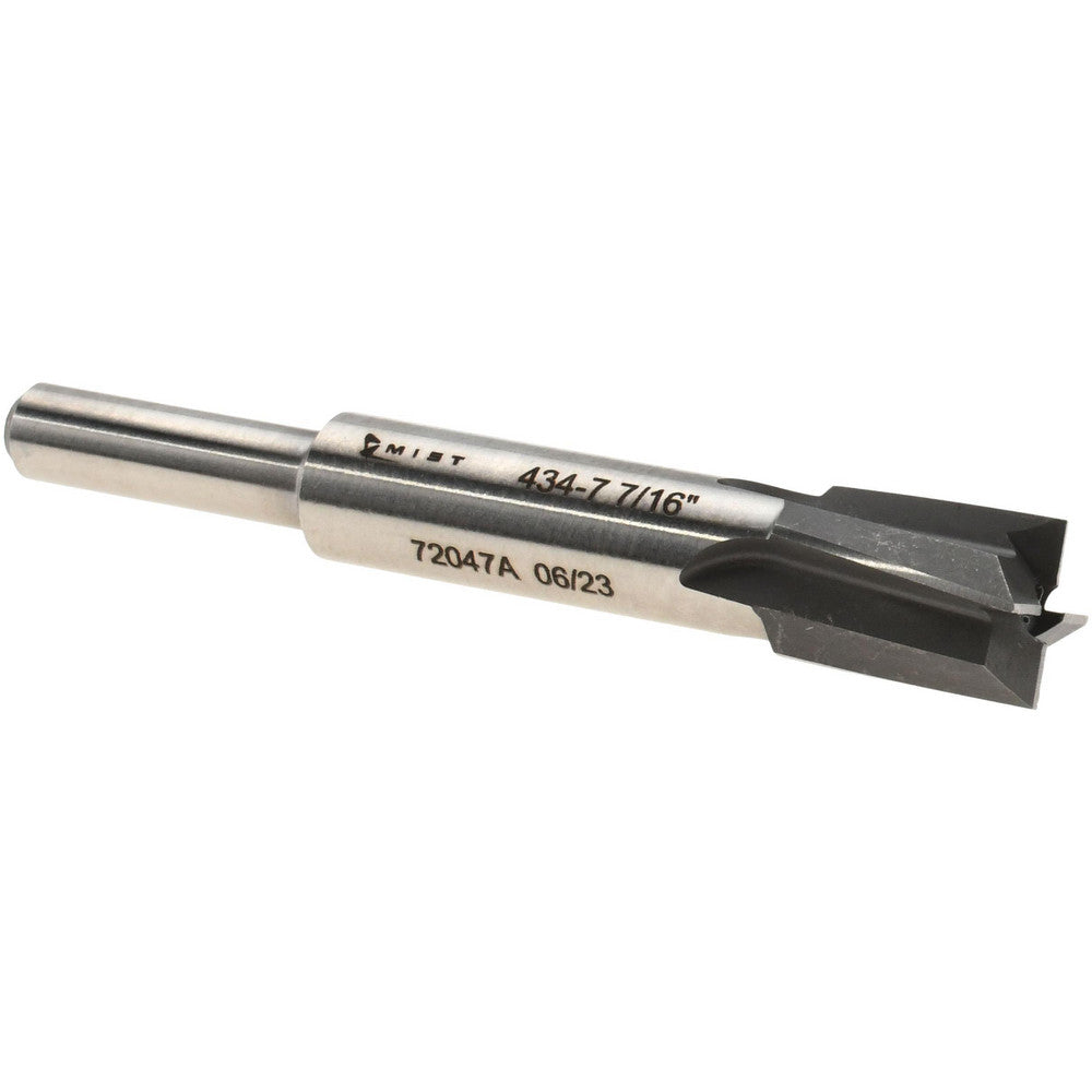 MIST, INCORPORATED MIT-434-7 7/16" Diam, 1/4" Shank, Diam, 4 Flutes, Straight Shank, Interchangeable Pilot Counterbore