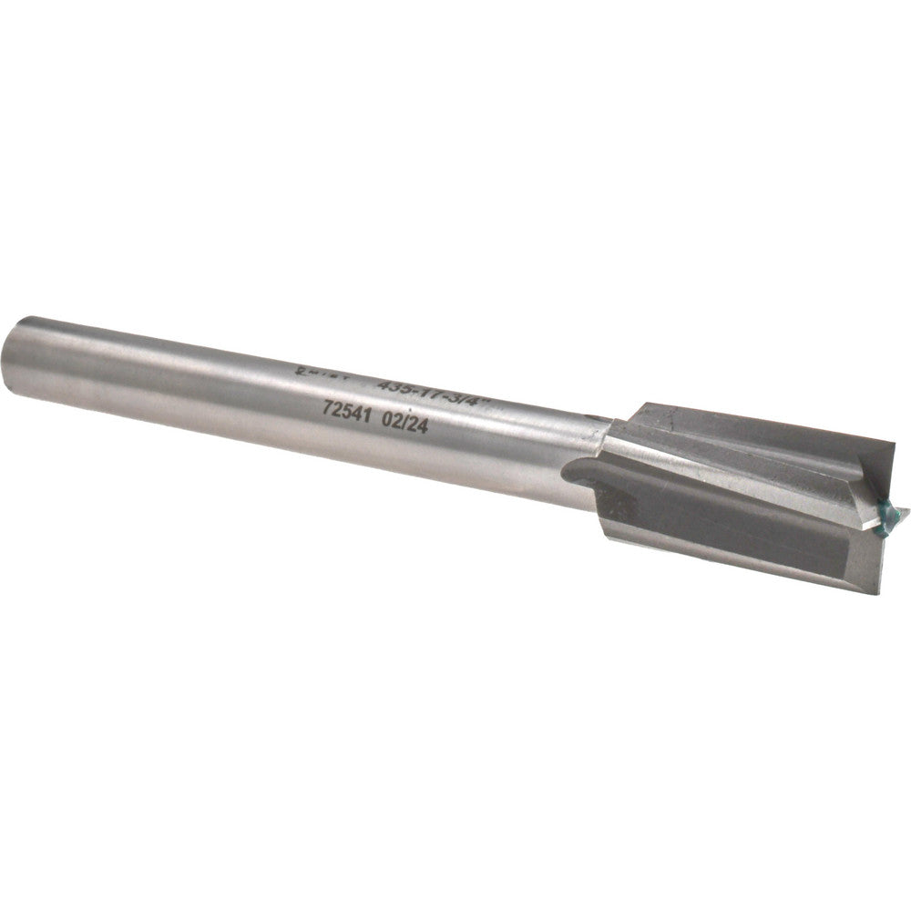 MIST, INCORPORATED MIT-435-17 3/4" Diam, 1/2" Shank, Diam, 4 Flutes, Straight Shank, Interchangeable Pilot Counterbore