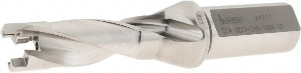 Iscar 3260100 Replaceable-Tip Drill 0.827 to 0.862" Dia, 2.48" Max Depth, 1" Weldon Flat Shank