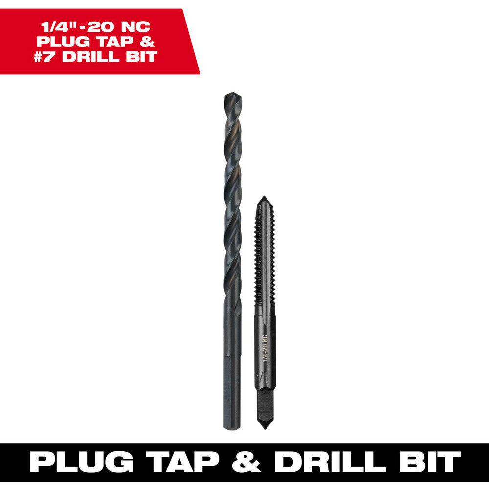 Milwaukee Tool 49-57-5534 Tap & Drill Sets Maximum Drill Size (Wire) #7  Minimum Drill Size (Wire) #7  Tap Type Standard Hand  Tap Coating/Finish Oxide  Tap Material High Carbon Steel  Drill Material High Carbon Steel