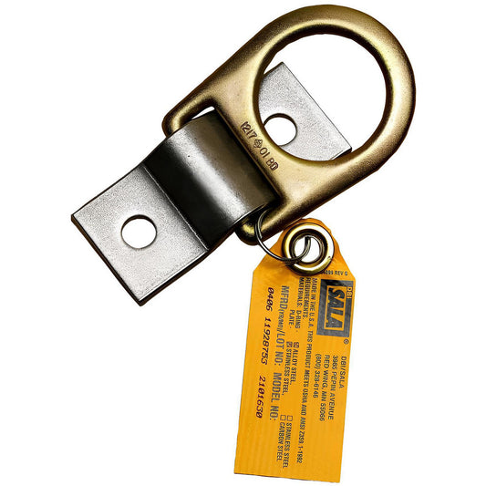 DBI-SALA 7100188830 Anchors, Grips & Straps Product Type D-Ring Plate Anchor  Load Capacity (Lb) 420  Material Zinc-Plated Steel  Connection Opening Size 0.5000  Color Silver Yellow  Connection Type D-Ring