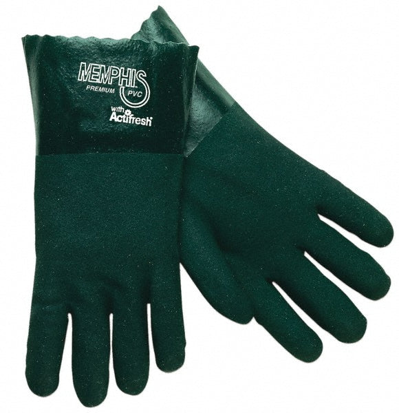 MCR Safety 6414 Chemical Resistant Gloves Memphis® Size Large, 59.00 mil, Polyvinylchloride, Supported