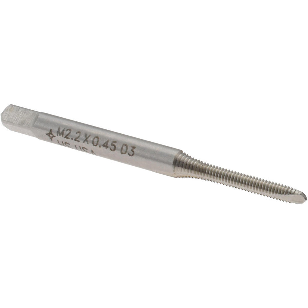 Cleveland C57036 Spiral Point Tap M2.2 x 0.45, Metric Coarse, 2 Flutes, Plug, 6H, High Speed Steel, Bright Finish