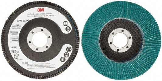 3M 7010308898 Flap Disc 7/8" Hole, 80 Grit, Zirconia Alumina, Type 27