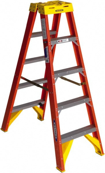 Werner T6205 4 Step Fiberglass Foldable Step Ladder Type IA 300 lb Capacity 5' Height