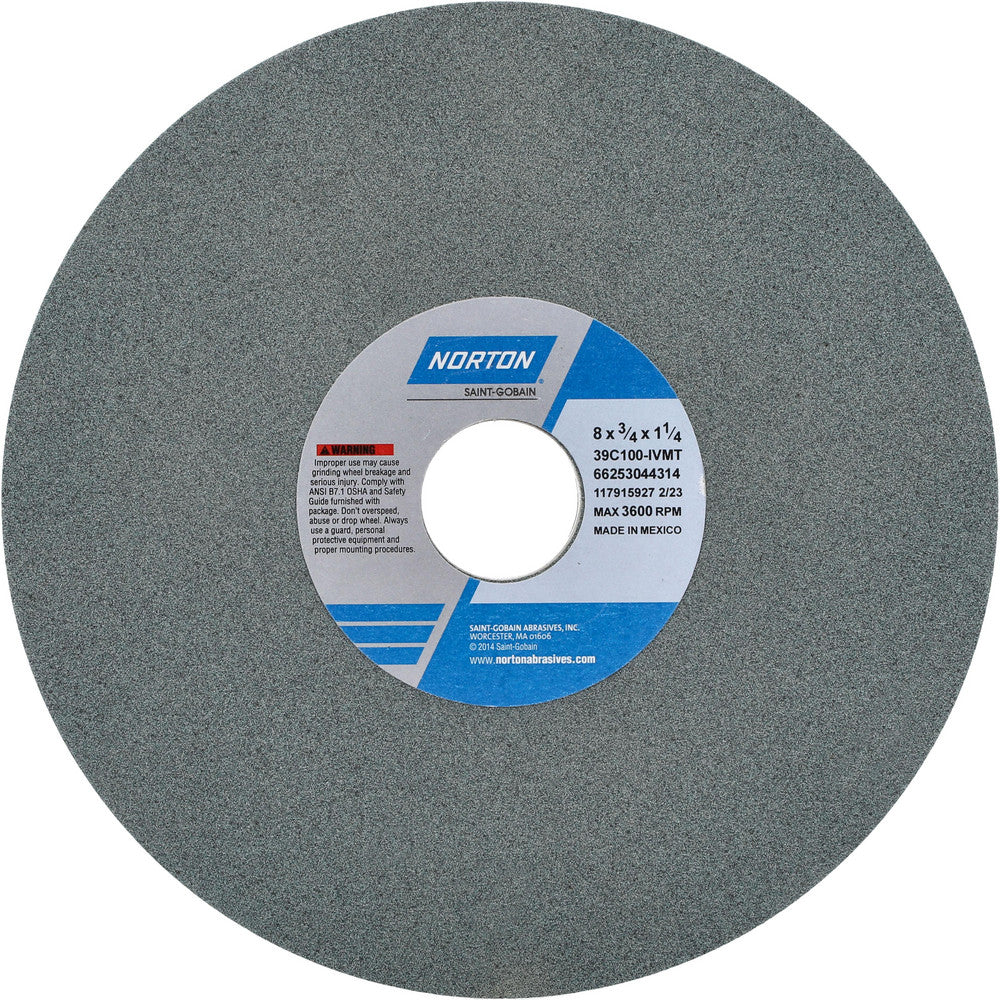 Norton 66253044314 Surface Grinding Wheel 8" Dia, 3/4" Thick, 1-1/4" Hole, 100 Grit, I Hardness