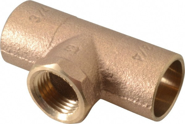 NIBCO BF14615L Cast Copper Pipe Tee 3/4" x 3/4" x 1/2" Fitting, C x C x F, Pressure Fitting, Lead Free
